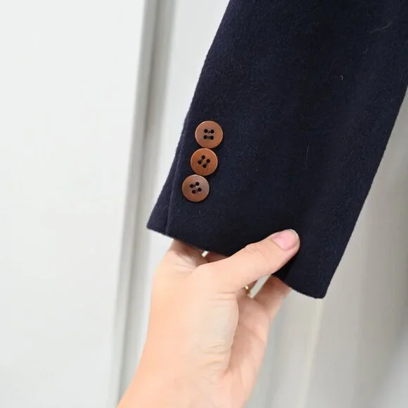 J. Crew Size 4 Double Breasted Navy Wool Cashmere Blazer - Picture 3 of 5